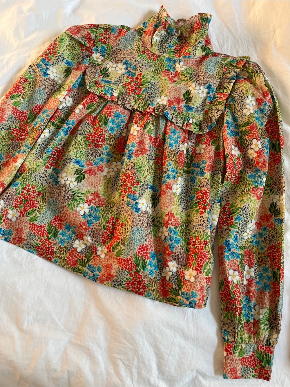 Anthropologie Meadows Heather Floral Blouse 100% cotton prairie Victorian top